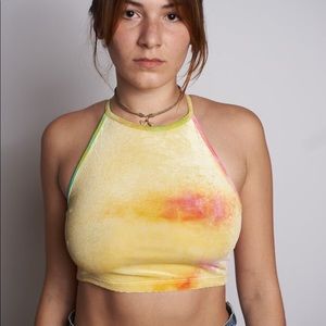 Forever 21 velvet rainbow crop halter top